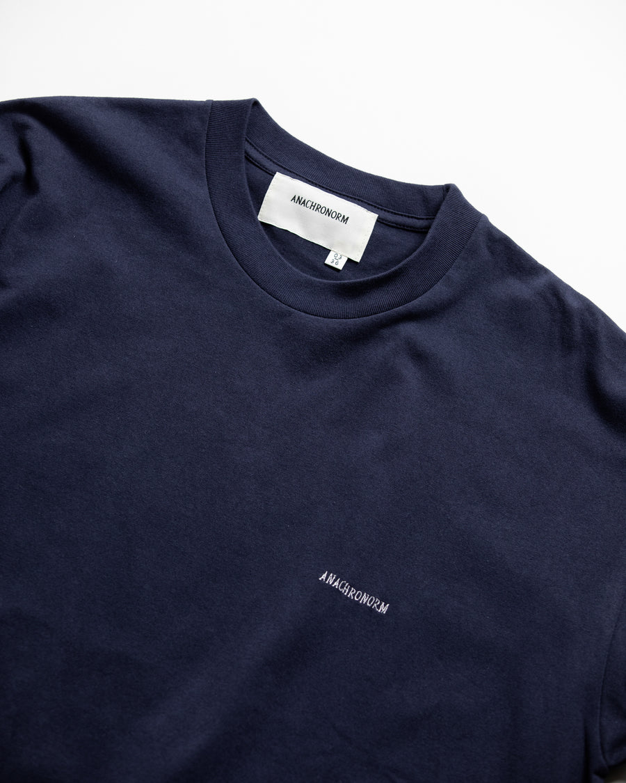 ANACHRONORM スタンダード 刺繍 半袖Tシャツ ネイビー | ロゴ刺繍 ステイフレッシュコットン 抗菌防臭 リラックスシルエット