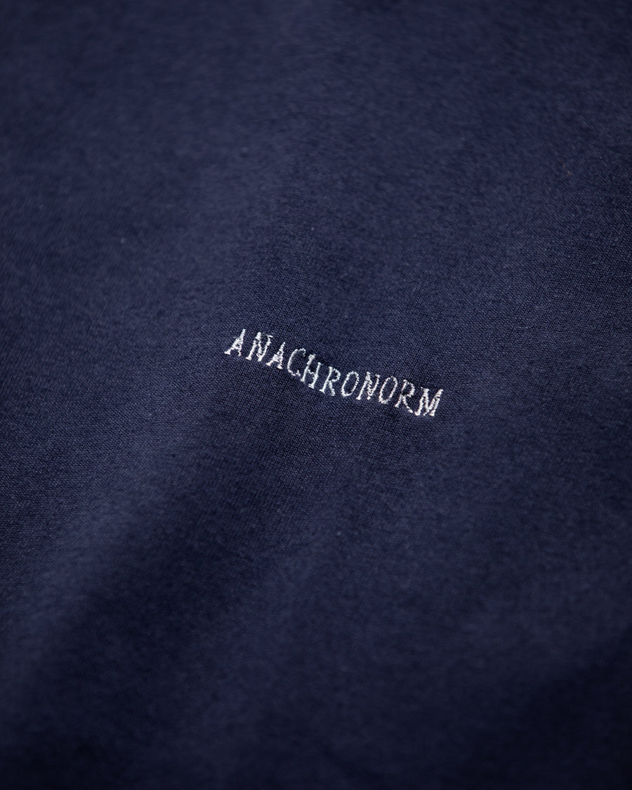 ANACHRONORM スタンダード 刺繍 半袖Tシャツ ネイビー | ロゴ刺繍 ステイフレッシュコットン 抗菌防臭 リラックスシルエット