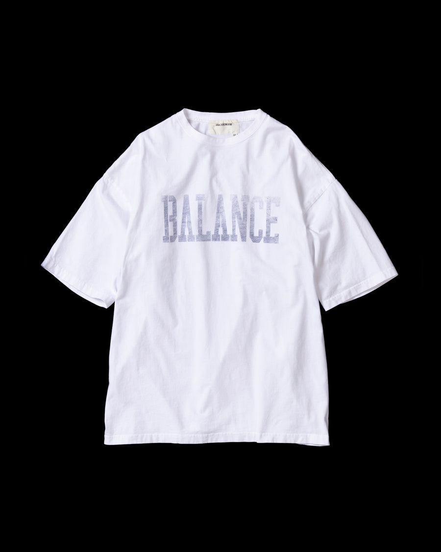 ANACHRONORM BALANCE カレッジプリント ショートスリーブTシャツ ネイビープリント | 5.6oz 天竺 ヘビーウェイト 特殊脱脂加工 ステンシルアート 守矢努 一点一点