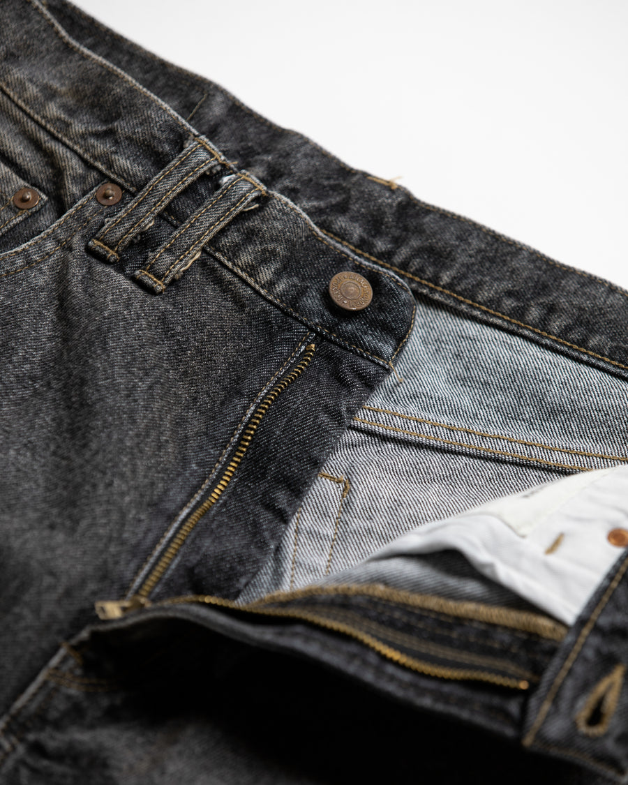 ANACHRONORM 80's 5ポケット デニム ヘムタック ショートパンツ ブラック エイジング | 14oz ハチマルデニム 空紡糸 裾タック エイジング加工 日本製