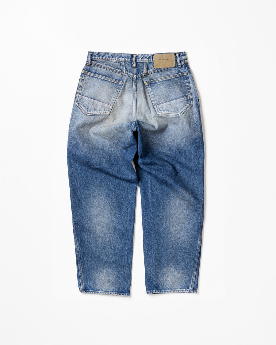 ANACHRONORM フロントヨーク ウォッシュ デニムパンツ インディゴ エイジング | 14oz ハチマルデニム ワイドテーパード フロント切り替え エイジング加工 日本製
