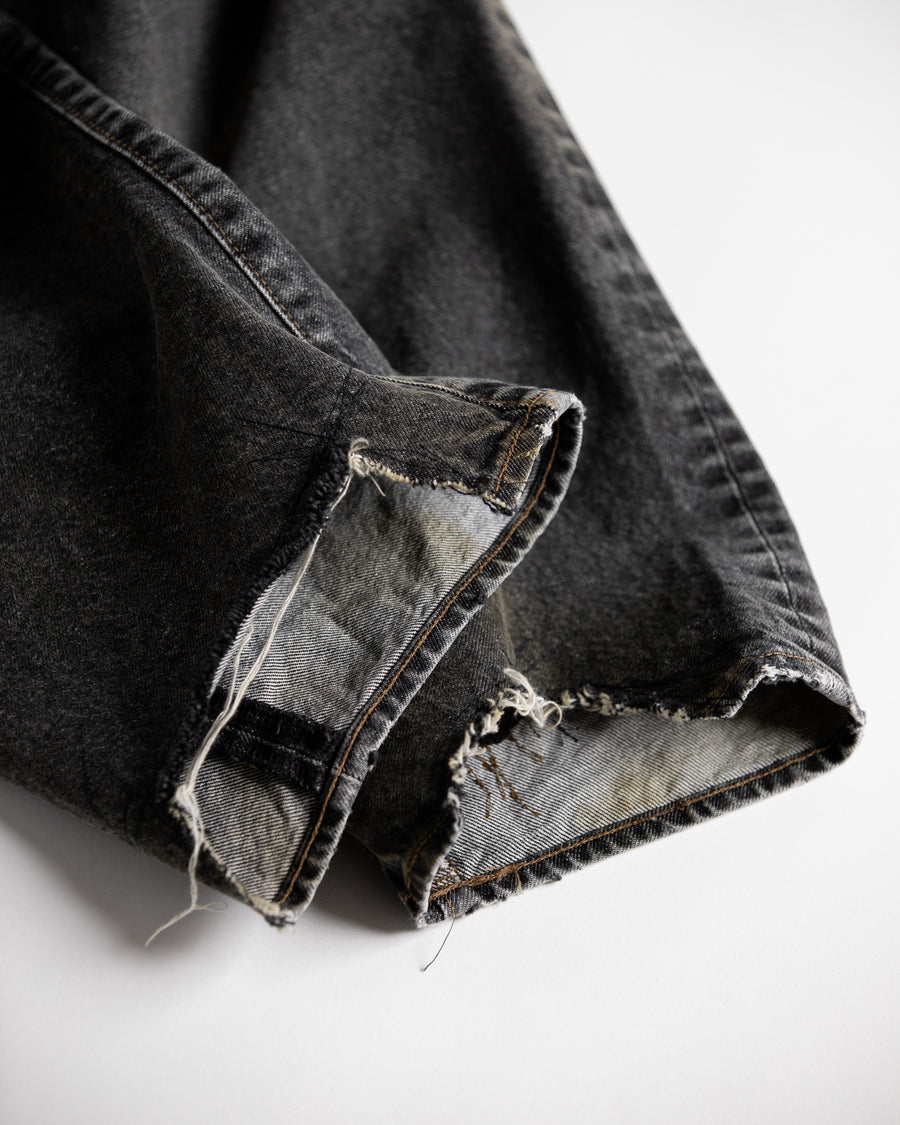 AN342-R REGULAR TAPERED REMAKED 5P BLACK DENIM PANTS BLACK (REMAKE)