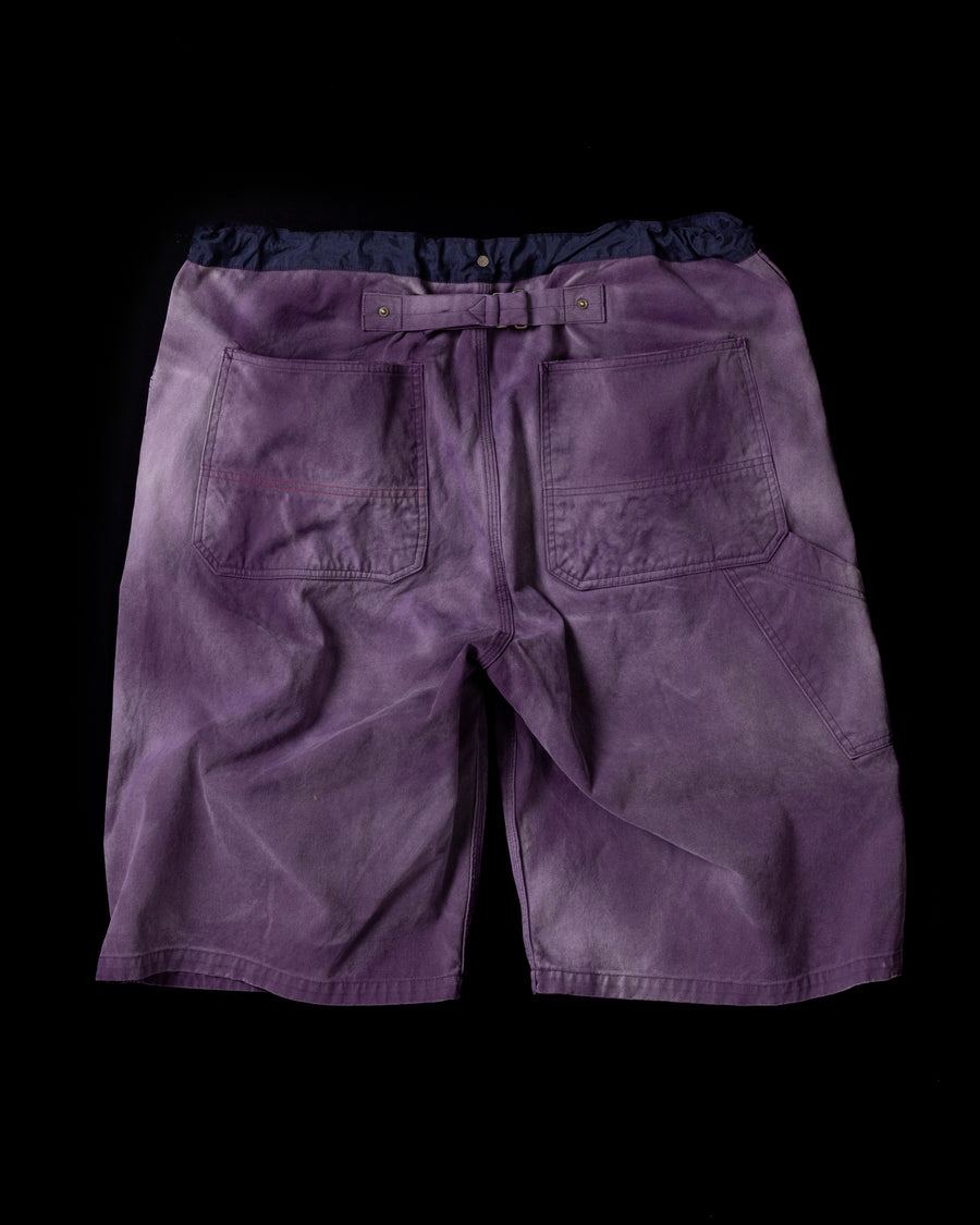 DOUBLE KNEE DAMAGED PAINTER SHORT PANTS PURPLE