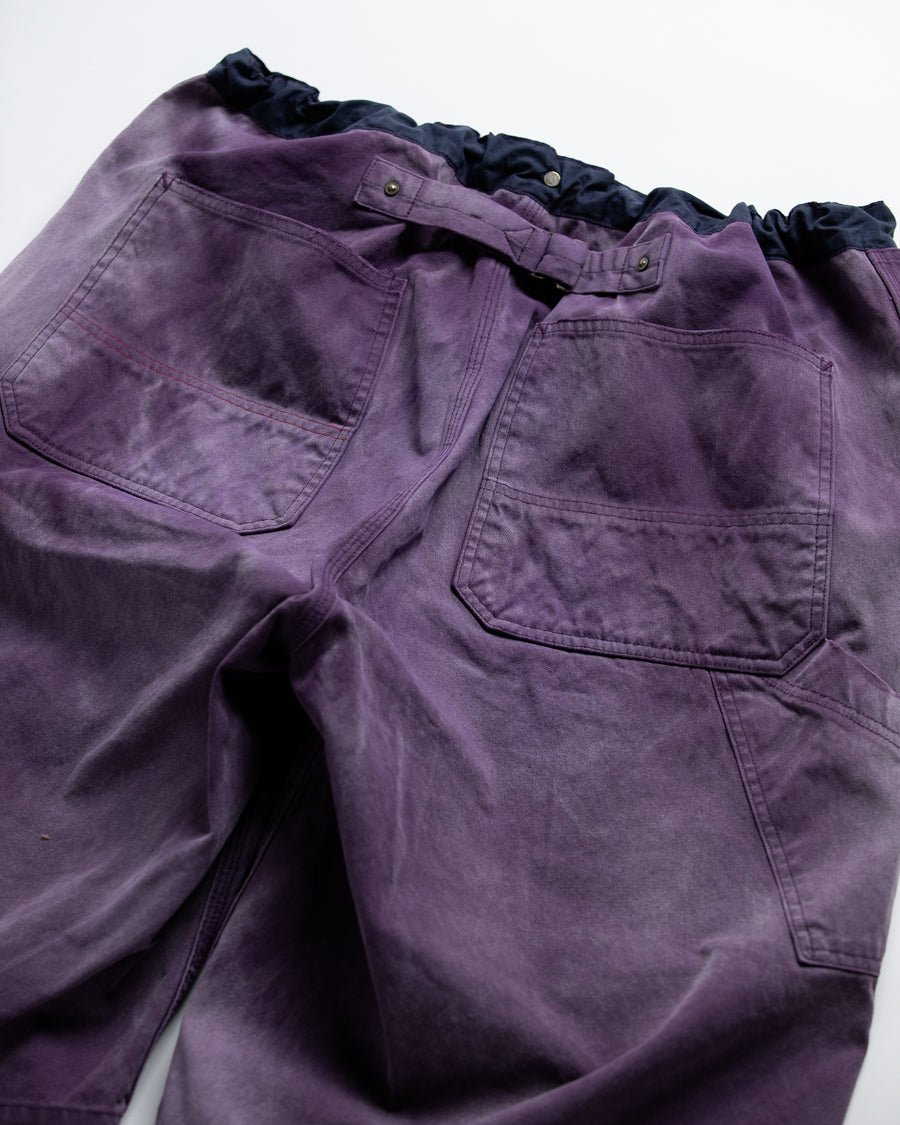 DOUBLE KNEE DAMAGED PAINTER SHORT PANTS PURPLE