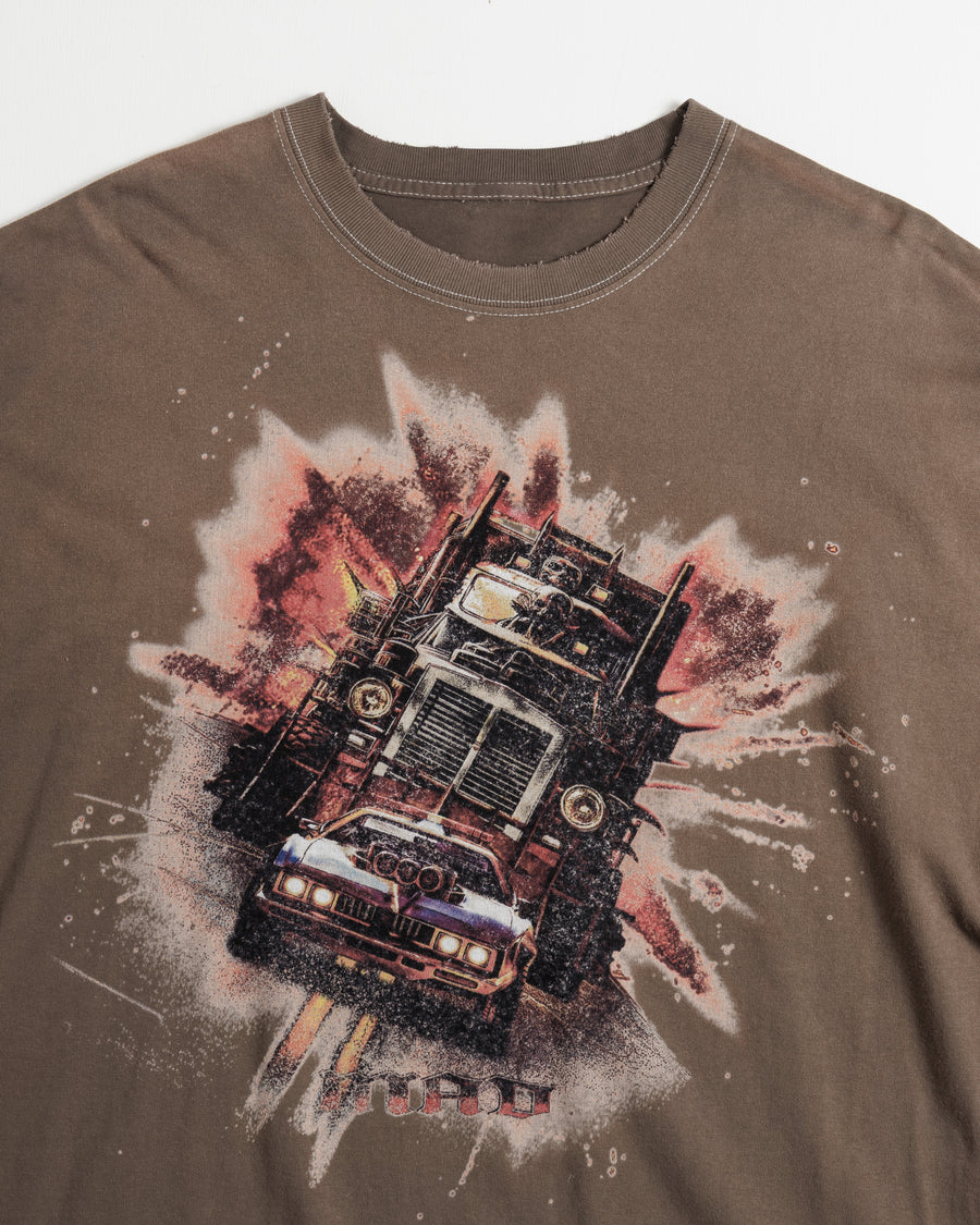 ANACHRONORM フレームスリーブ グラフィック ロングスリーブTシャツ ダスティブラウン | 5.6ozコーマ天竺 アメリカンカルチャーモチーフ 特殊染色 変色加工 一点一点