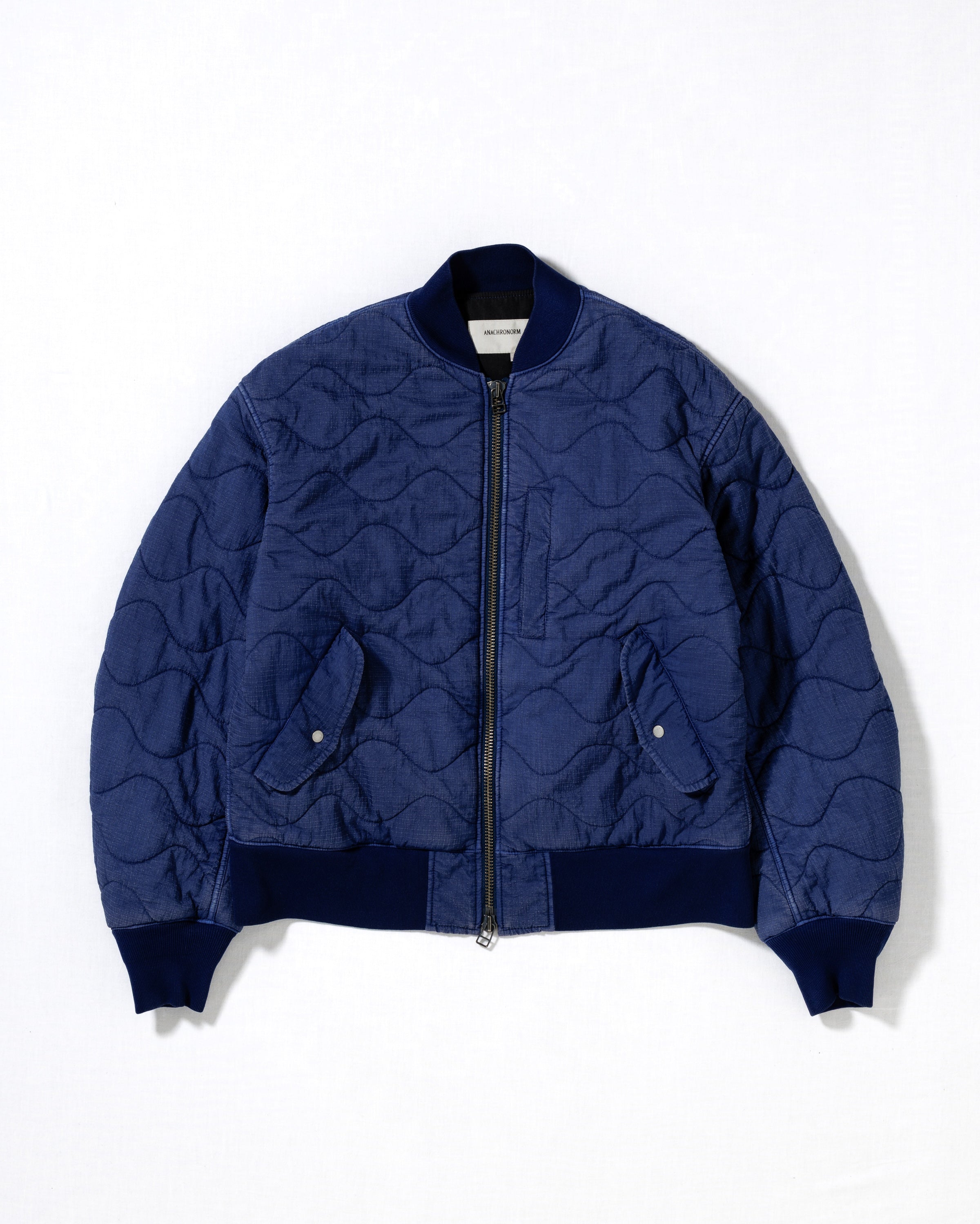 NYLON QUILTING BOMBER JACKET BLUE