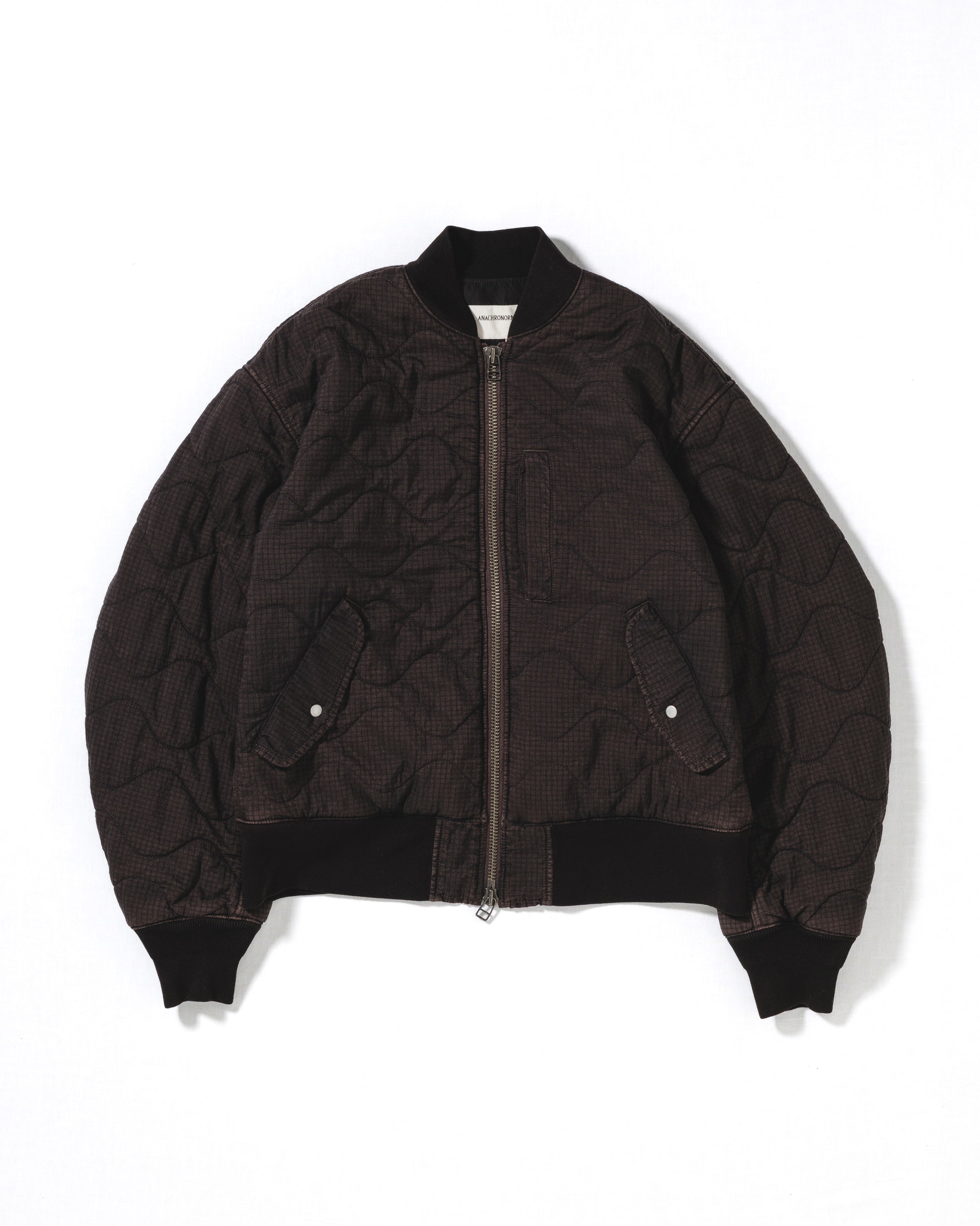 NYLON QUILTING BOMBER JACKET BROWN