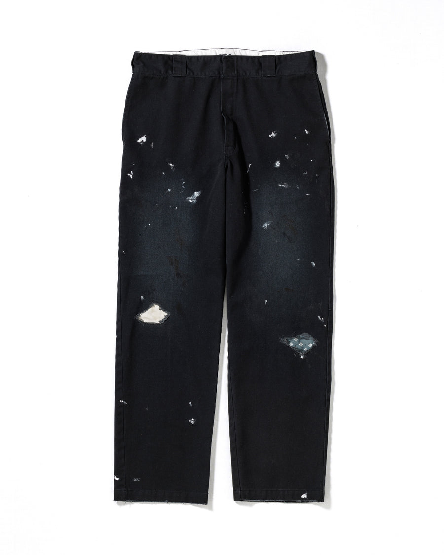 ANACHRONORM × Dickies フェイデッド 874 ワークパンツ ブラック | TCツイル ハードストーンウォッシュ リペアリメイク エイジング加工 日本製