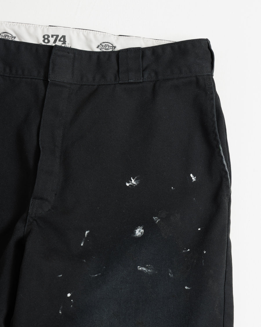 ANACHRONORM × Dickies フェイデッド 874 ワークパンツ ブラック | TCツイル ハードストーンウォッシュ リペアリメイク エイジング加工 日本製