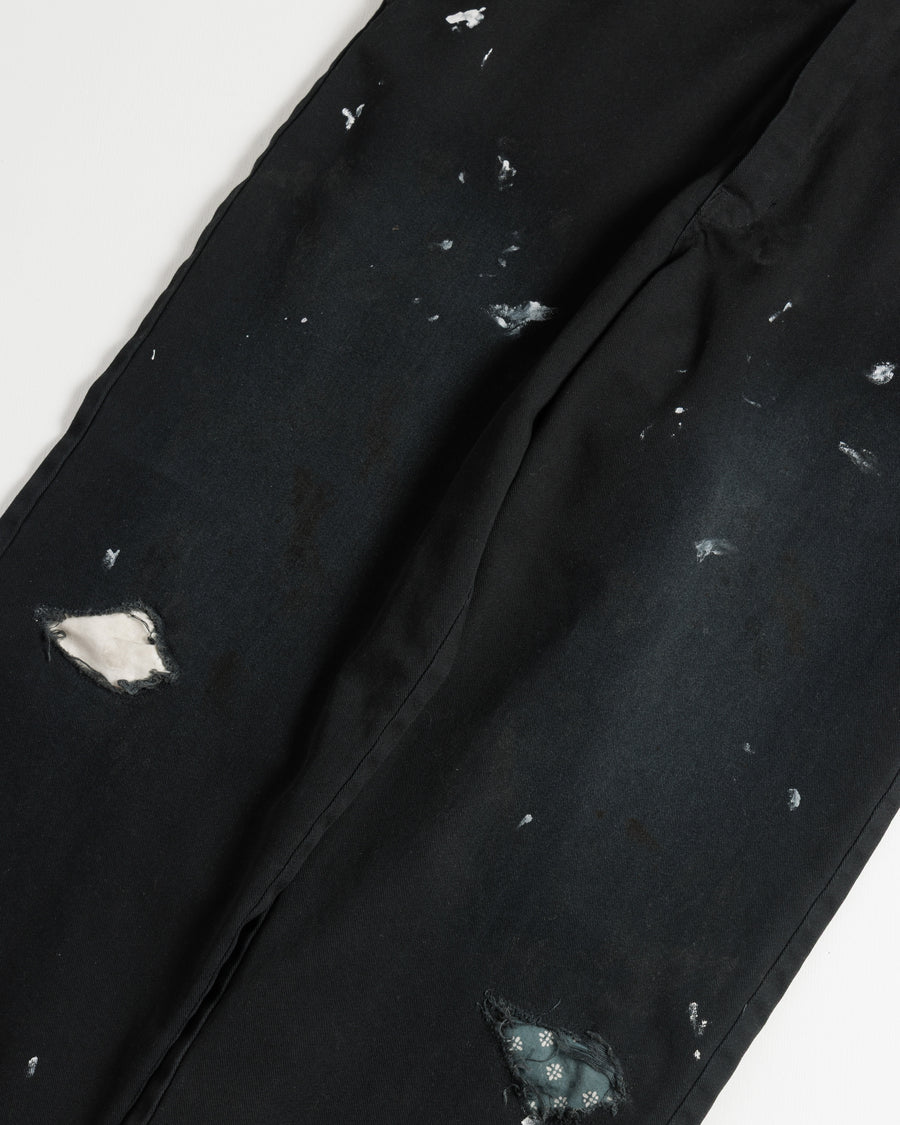 ANACHRONORM × Dickies フェイデッド 874 ワークパンツ ブラック | TCツイル ハードストーンウォッシュ リペアリメイク エイジング加工 日本製