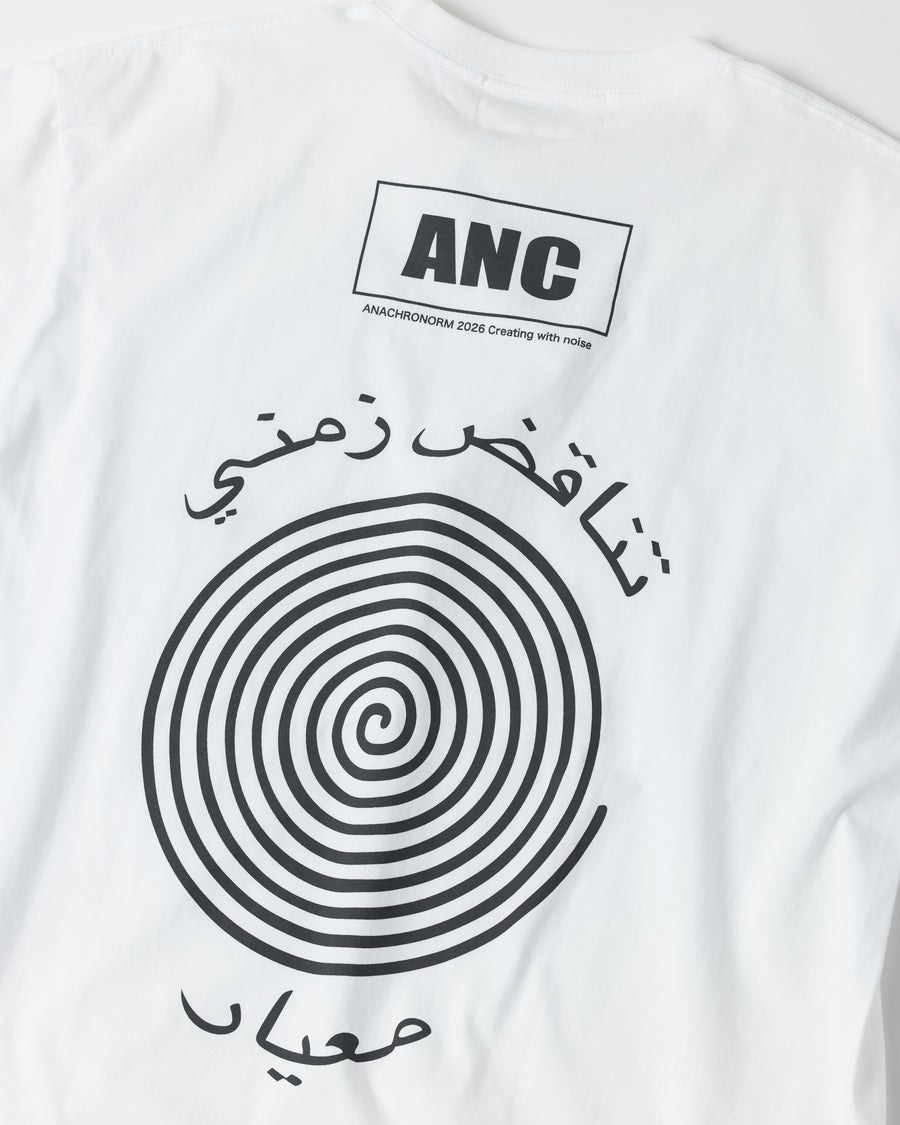 ANACHRONORM ヴォルテックス プリント 半袖Tシャツ ホワイト | 90年代 音楽カルチャー グラフィック 渦 コットン100%
