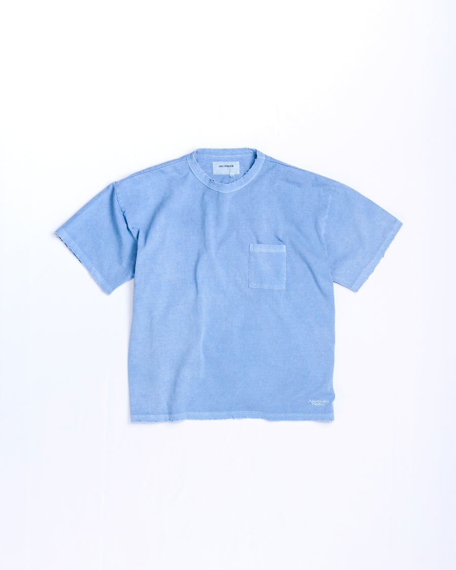 ANACHRONORM ピグメントダイ ポケット 半袖Tシャツ ブルー | 特殊顔料染め コットン天竺 オリジナルカラー 日本製