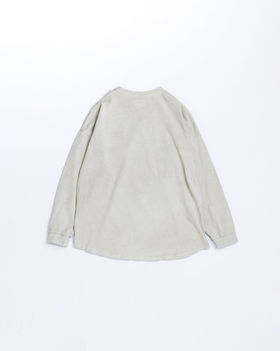 ANACHRONORM ピグメントダイ ポケット ロングスリーブTシャツ ベージュ | コットン天竺 特殊顔料染め オリジナルカラー ローゲージ