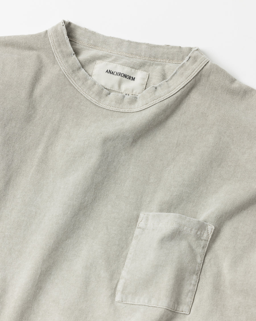 ANACHRONORM ピグメントダイ ポケット ロングスリーブTシャツ ベージュ | コットン天竺 特殊顔料染め オリジナルカラー ローゲージ
