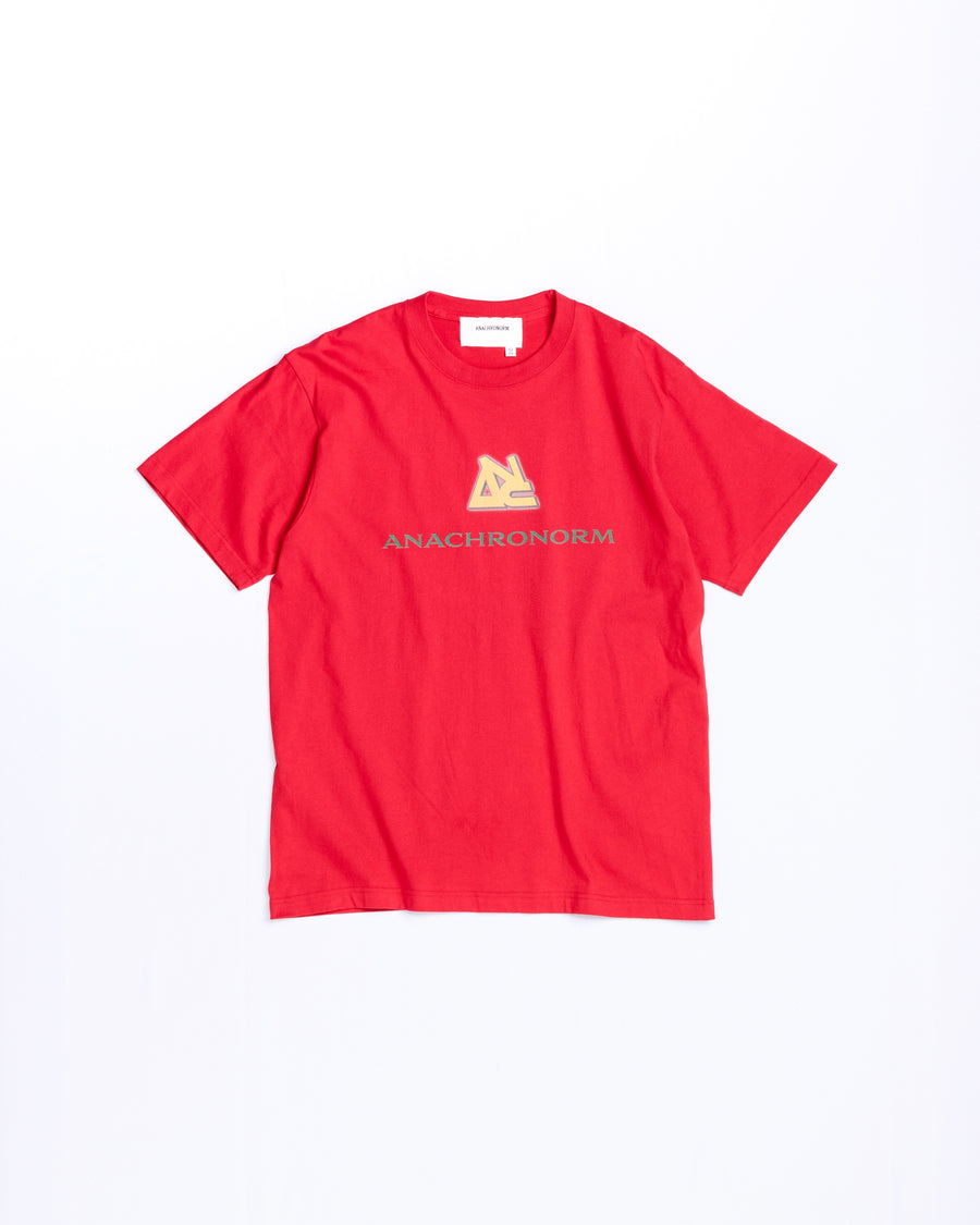 ANACHRONORM リワインドカルチャー ショートスリーブTシャツ レッド | 6.2oz 天竺 コーマ糸 グラフィックプリント 90s音楽カルチャー