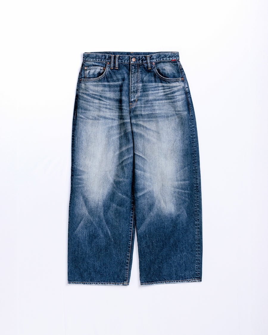 ANACHRONORM エイジング ワイド 5ポケット デニムパンツ インディゴ | 11.5ozデニム エイジング加工 アタリ ワイドシルエット 日本製