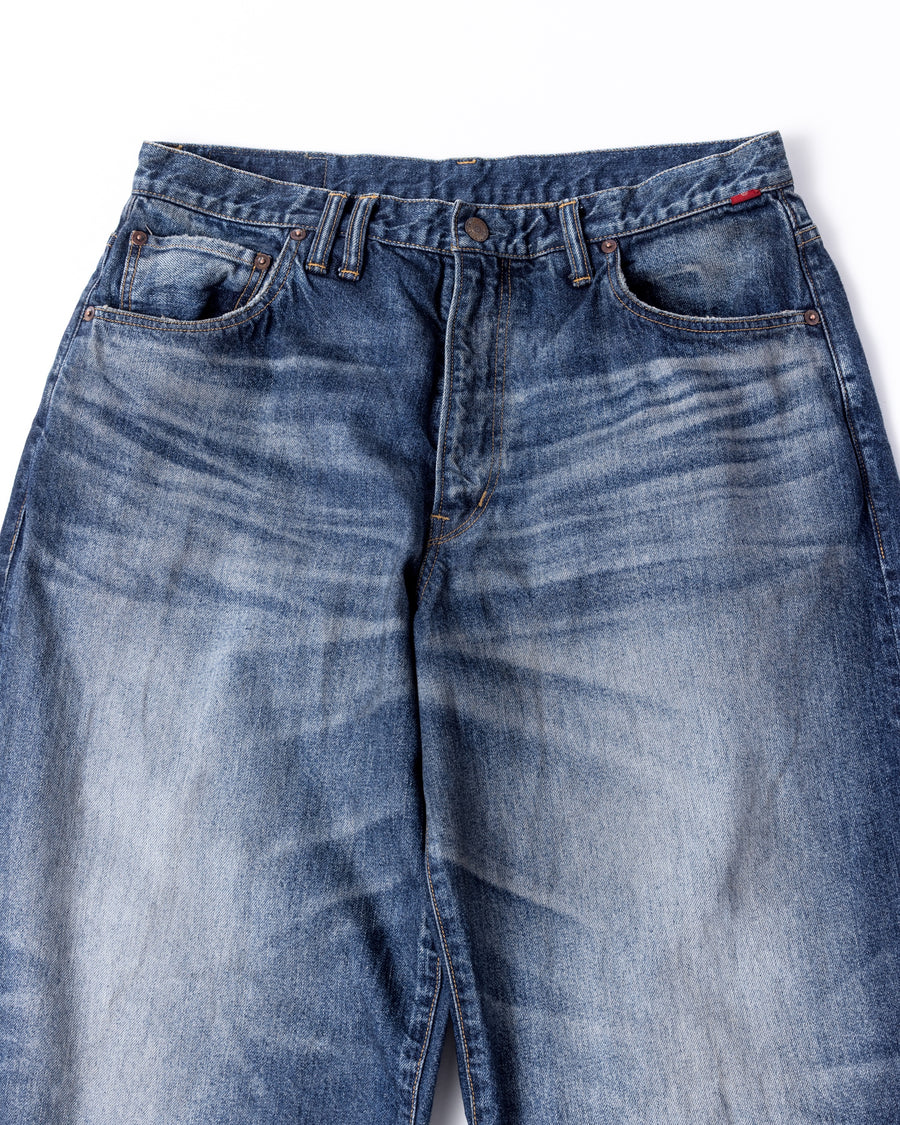 ANACHRONORM エイジング ワイド 5ポケット デニムパンツ インディゴ | 11.5ozデニム エイジング加工 アタリ ワイドシルエット 日本製