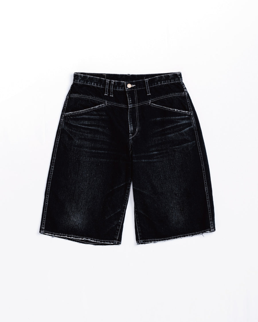 ANACHRONORM フロントヨーク デニムショーツ ブラック | 12oz ムラ糸デニム エイジング加工 アタリ ストリート 日本製