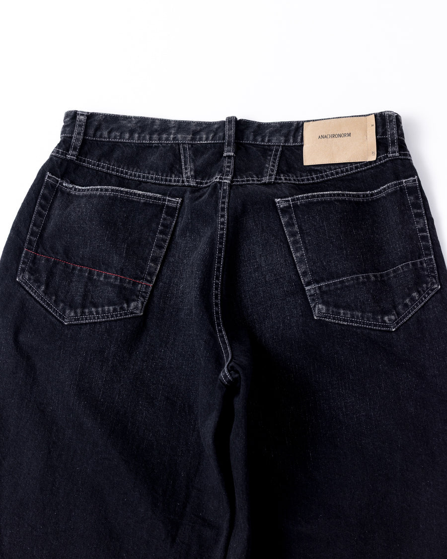 ANACHRONORM フロントヨーク デニムショーツ ブラック | 12oz ムラ糸デニム エイジング加工 アタリ ストリート 日本製
