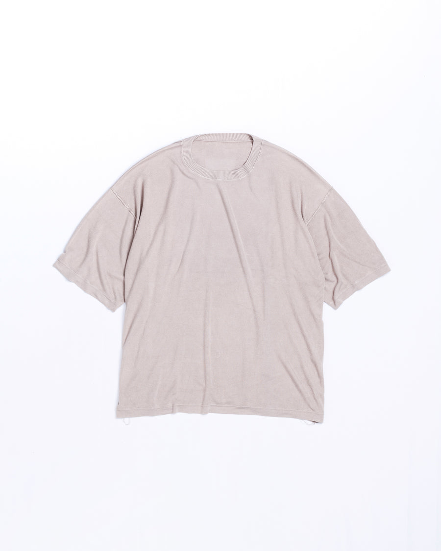 ANACHRONORM プレーンニット 半袖Tシャツ ライトベージュ | バンブー繊維 吸水速乾 接触冷感 ドレープ
