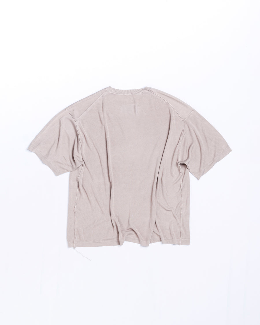 ANACHRONORM プレーンニット 半袖Tシャツ ライトベージュ | バンブー繊維 吸水速乾 接触冷感 ドレープ