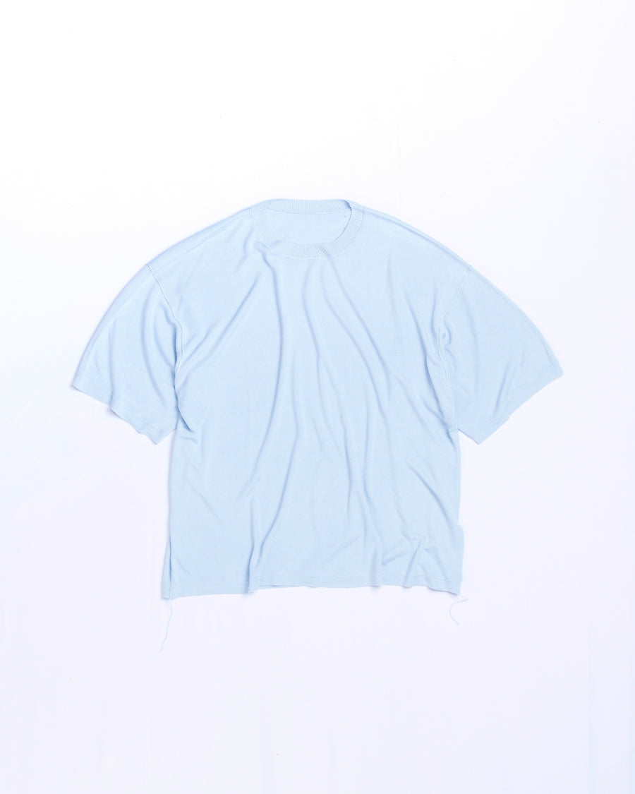 ANACHRONORM プレーンニット 半袖Tシャツ サックス | バンブー繊維 吸水速乾 接触冷感 ドレープ 