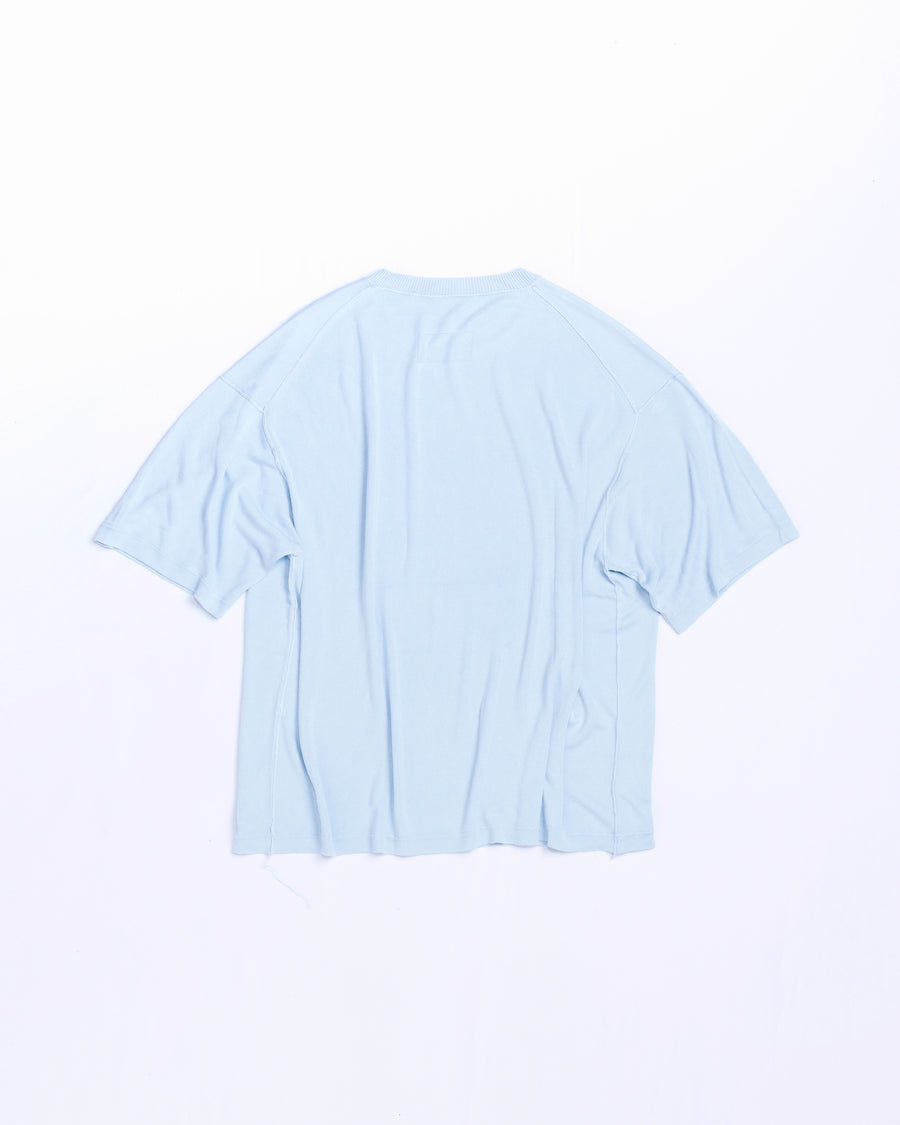 ANACHRONORM プレーンニット 半袖Tシャツ サックス | バンブー繊維 吸水速乾 接触冷感 ドレープ 