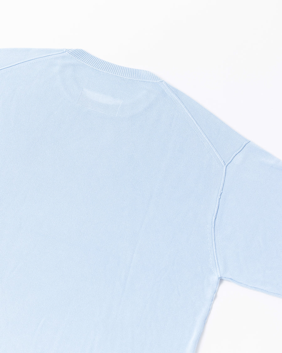 ANACHRONORM プレーンニット 半袖Tシャツ サックス | バンブー繊維 吸水速乾 接触冷感 ドレープ 