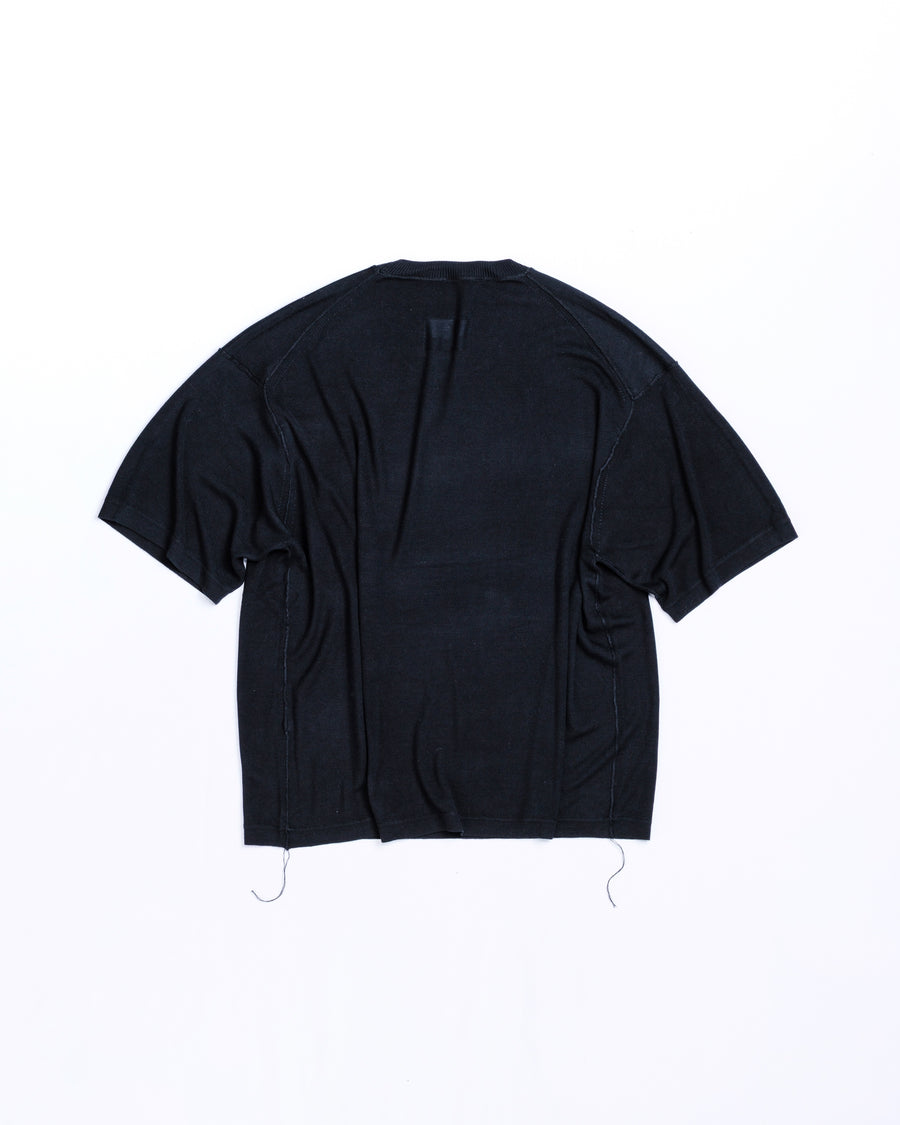 ANACHRONORM プレーンニット 半袖Tシャツ ブラック | バンブー繊維 吸水速乾 接触冷感 ドレープ