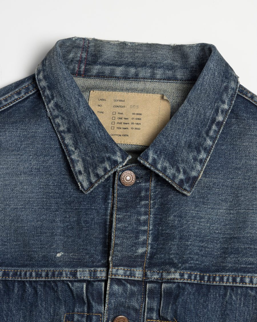 ANACHRONORM フロントタック デニム リメイクジャケット インディゴ 26リメイク | 12.5oz セルビッチデニム 中濃色エイジング リペアリメイク 汚し加工 日本製