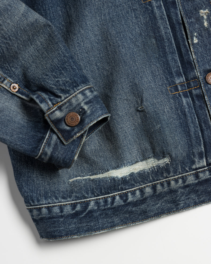 ANACHRONORM フロントタック デニム リメイクジャケット インディゴ 26リメイク | 12.5oz セルビッチデニム 中濃色エイジング リペアリメイク 汚し加工 日本製