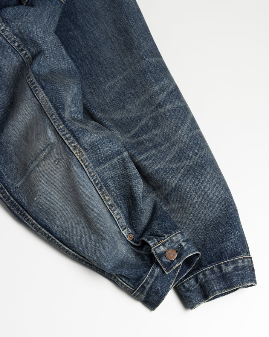 ANACHRONORM フロントタック デニム リメイクジャケット インディゴ 26リメイク | 12.5oz セルビッチデニム 中濃色エイジング リペアリメイク 汚し加工 日本製