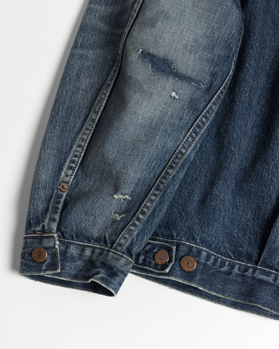 ANACHRONORM フロントタック デニム リメイクジャケット インディゴ 26リメイク | 12.5oz セルビッチデニム 中濃色エイジング リペアリメイク 汚し加工 日本製