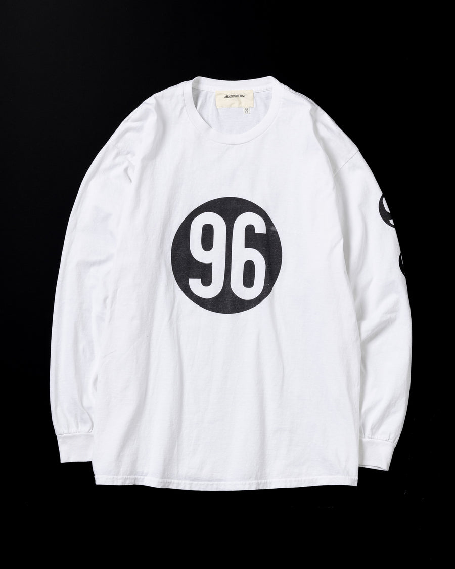 ANACHRONORM ナンバー"96" ロングスリーブTシャツ ホワイト | GILDAN 6.0oz オープンエンド糸 ワンウォッシュ 90sスケートブランド ロゴモチーフ