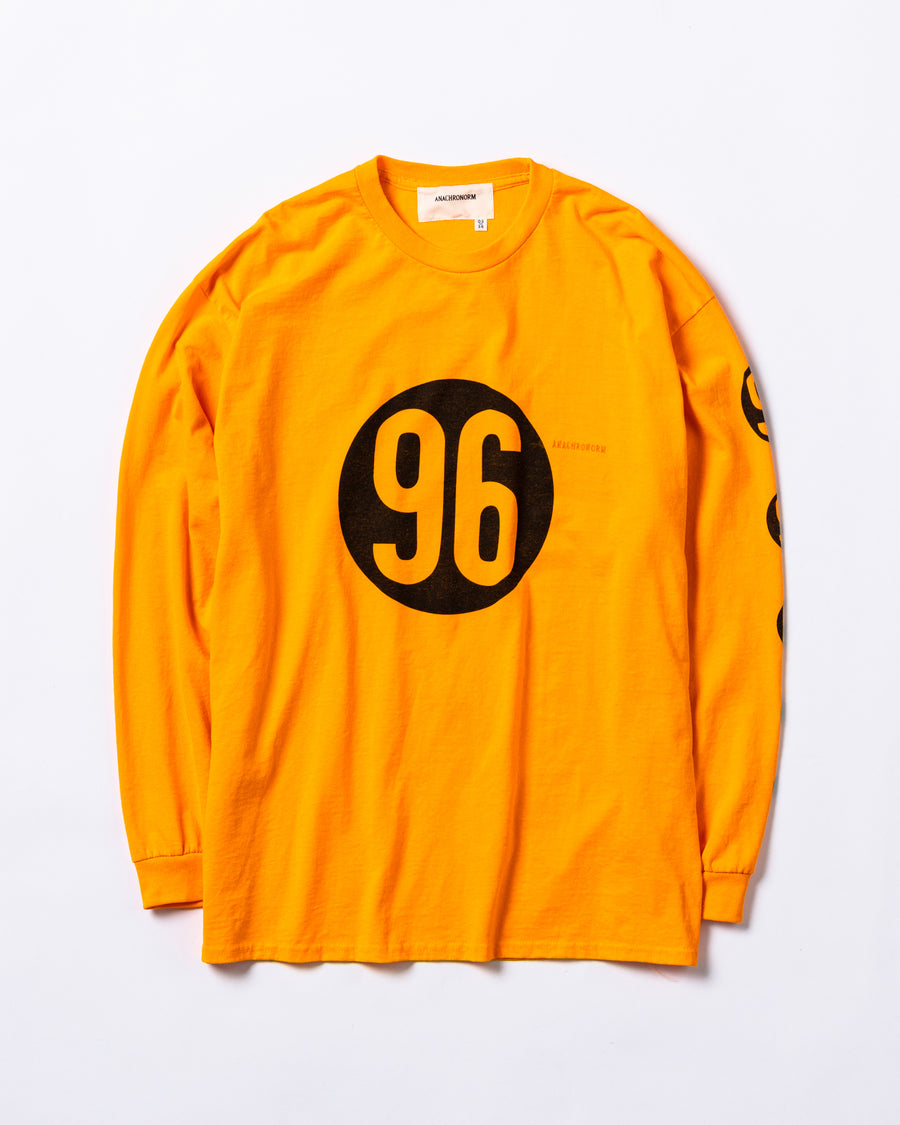 ANACHRONORM ナンバー"96" ロングスリーブTシャツ オレンジ | GILDAN 6.0oz オープンエンド糸 ワンウォッシュ 90sスケートブランド ロゴモチーフ