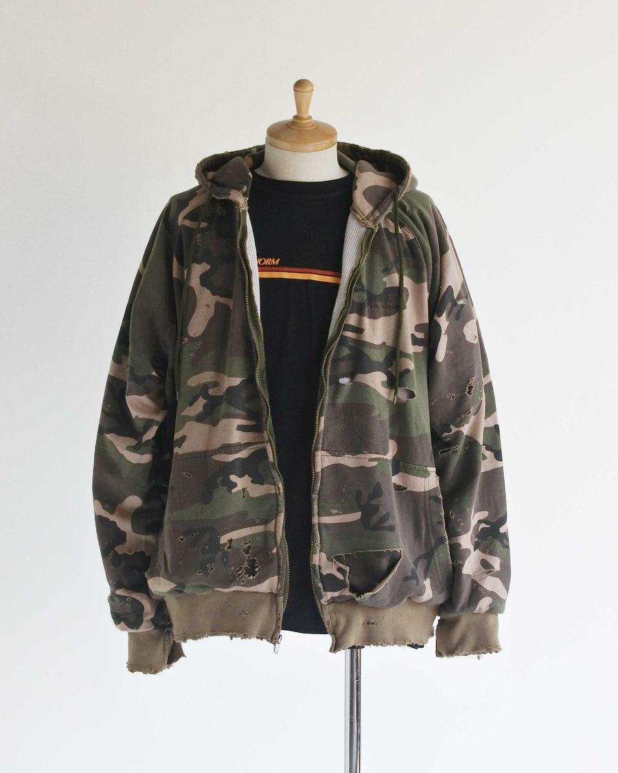 HARD DAMAGED INNER WAFFLE SWEAT PARKA WOODLAND