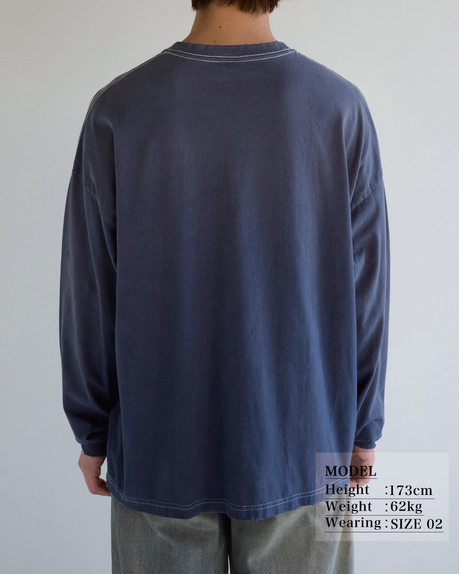 ANACHRONORM ダイド カスタムカー グラフィック ロングスリーブTシャツ ダスティネイビー | 5.6ozコーマ天竺 アメリカンカルチャーモチーフ 特殊染色 変色加工 一点一点