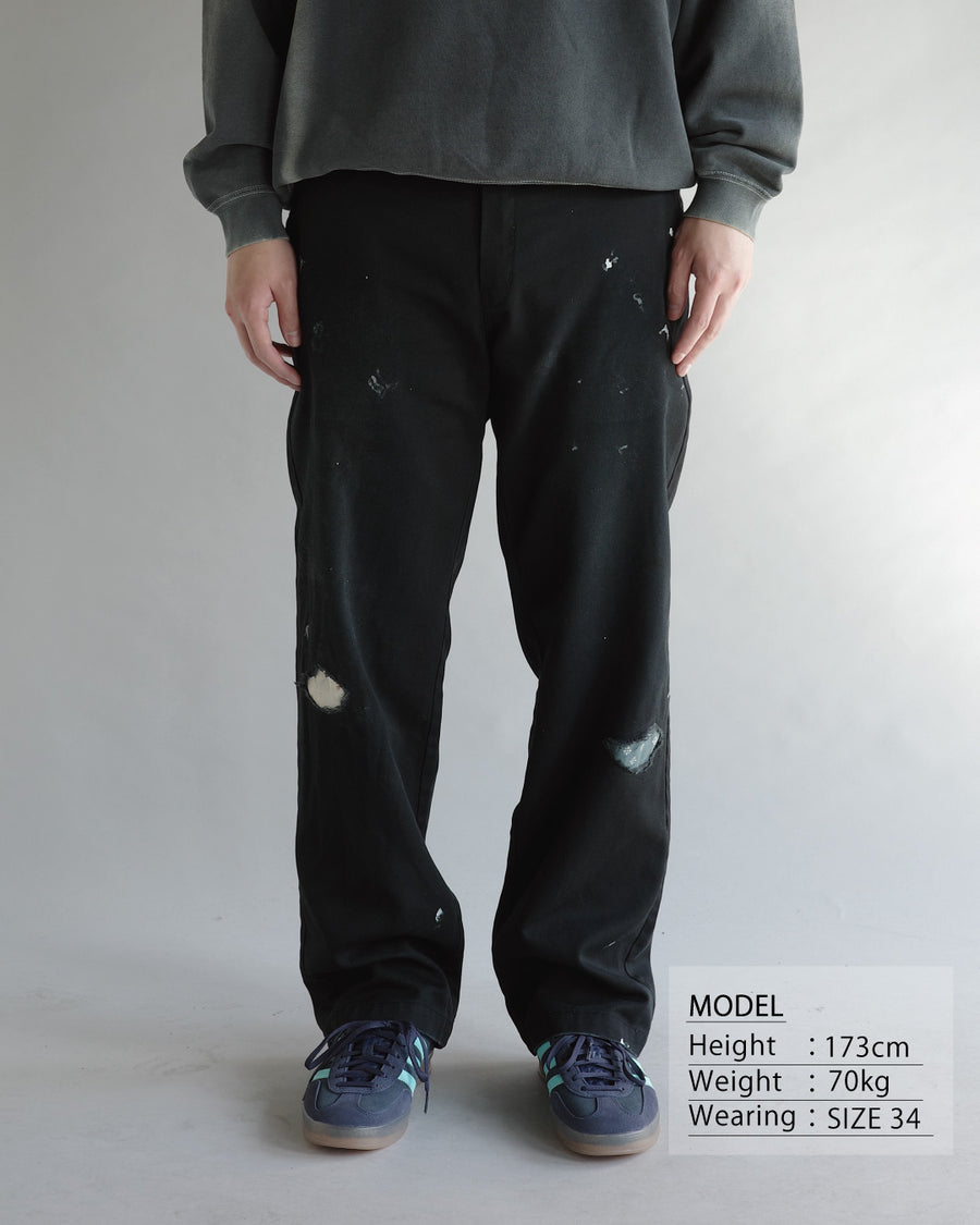 ANACHRONORM × Dickies フェイデッド 874 ワークパンツ ブラック | TCツイル ハードストーンウォッシュ リペアリメイク エイジング加工 日本製