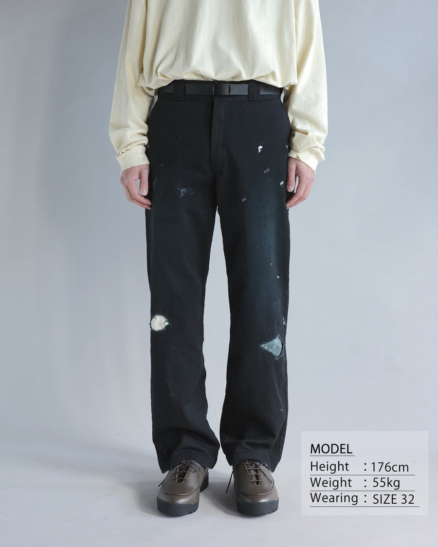 ANACHRONORM × Dickies フェイデッド 874 ワークパンツ ブラック | TCツイル ハードストーンウォッシュ リペアリメイク エイジング加工 日本製