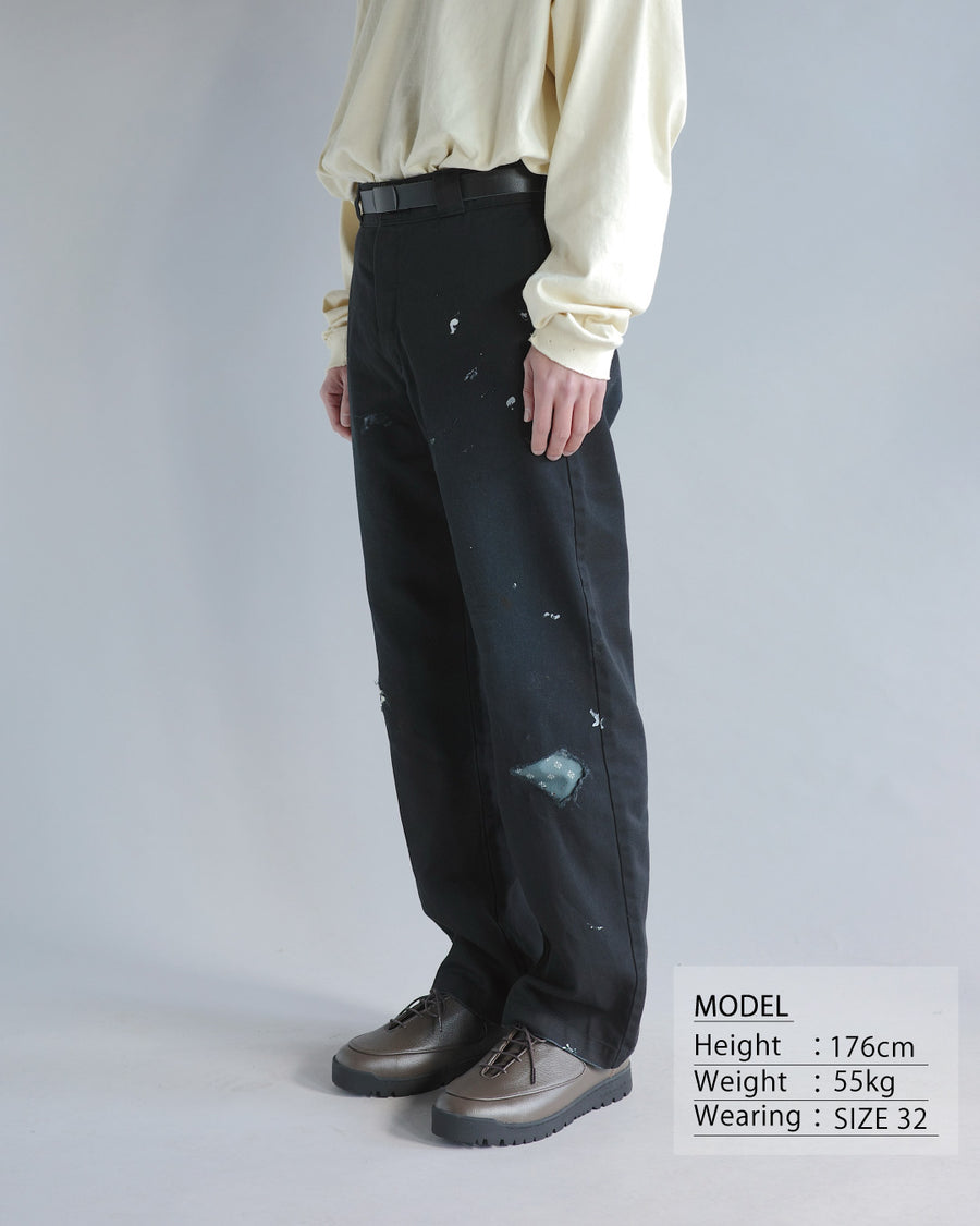 ANACHRONORM × Dickies フェイデッド 874 ワークパンツ ブラック | TCツイル ハードストーンウォッシュ リペアリメイク エイジング加工 日本製