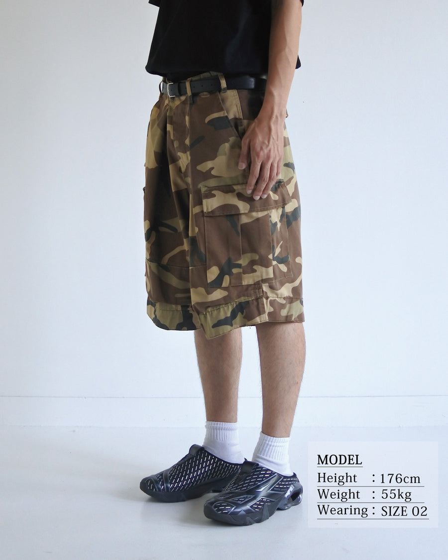 ANACHRONORM フェイデッド BDU カモショーツ ウッドランド | T/Cツイル 米軍BDUリメイク エイジング加工 フロントタック 速乾 日本製