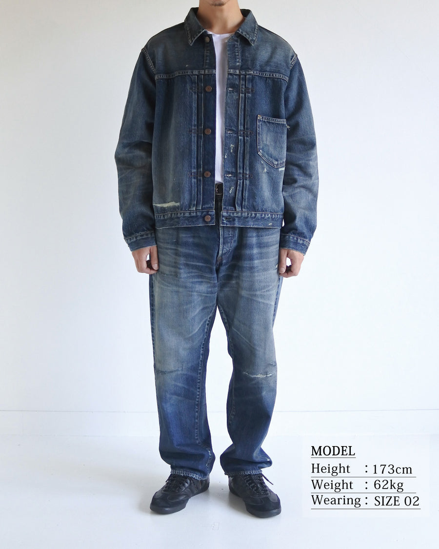 ANACHRONORM フロントタック デニム リメイクジャケット インディゴ 26リメイク | 12.5oz セルビッチデニム 中濃色エイジング リペアリメイク 汚し加工 日本製