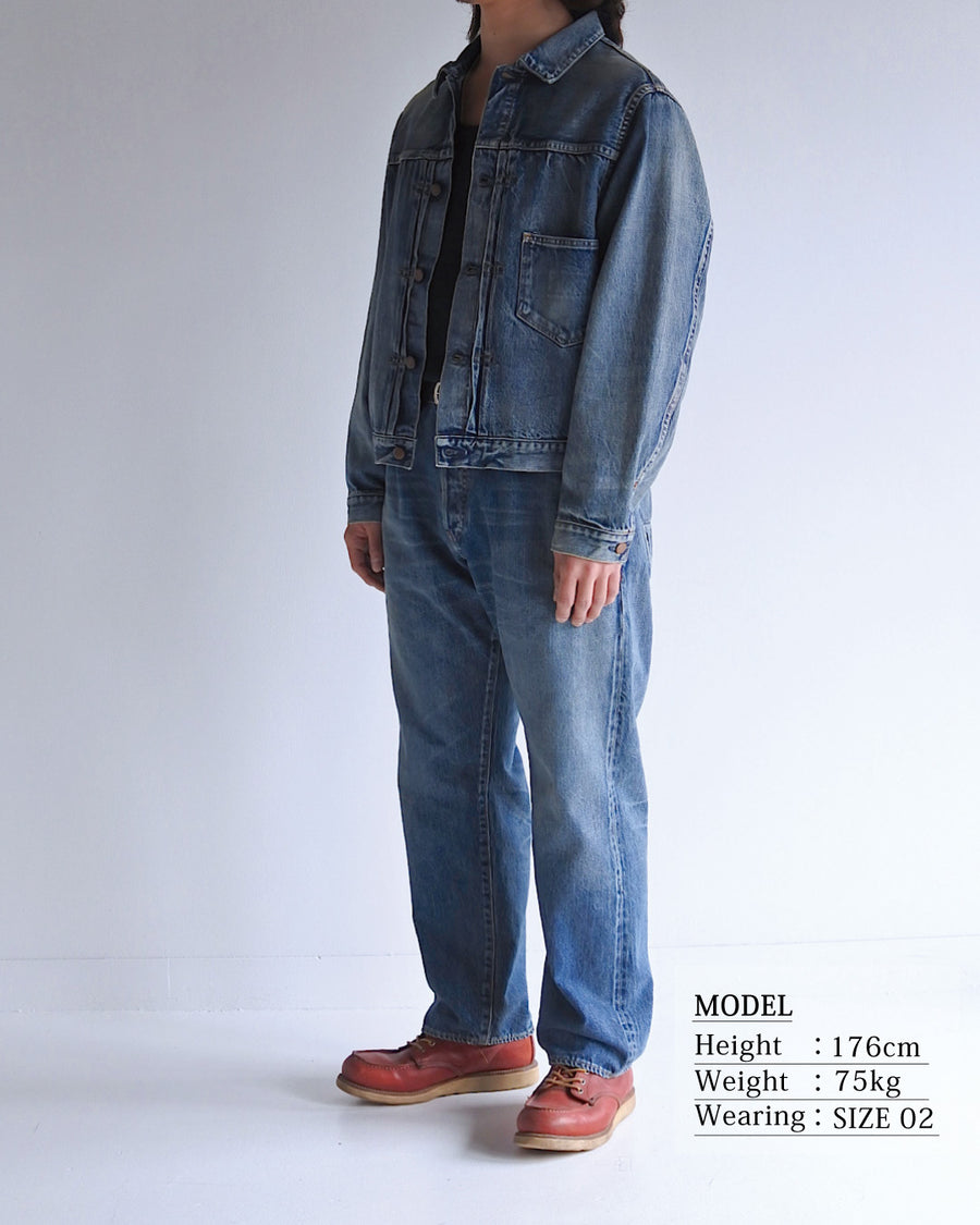 ANACHRONORM フロントタック デニムジャケット インディゴ 5年ウォッシュ | 12.5oz セルビッチデニム 70502XX 1stタイプ エイジング加工 アタリ 日本製