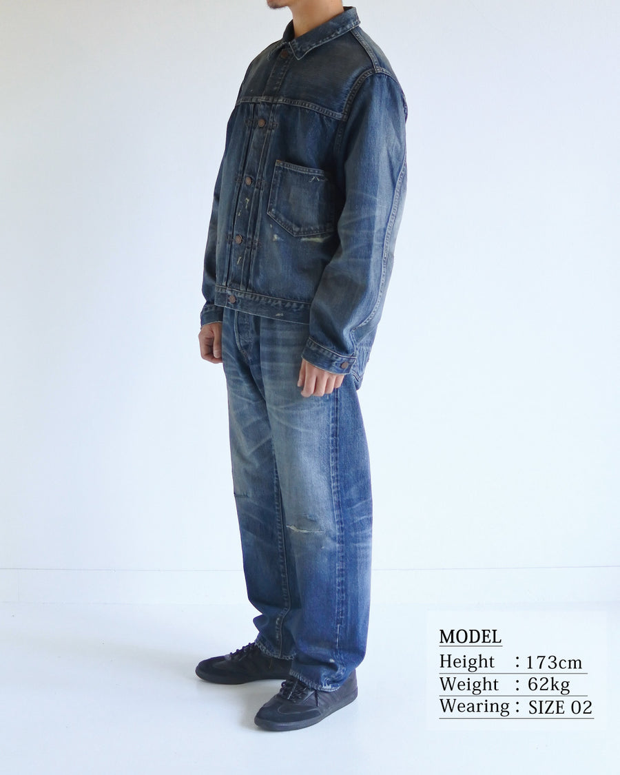 ANACHRONORM フロントタック デニム リメイクジャケット インディゴ 26リメイク | 12.5oz セルビッチデニム 中濃色エイジング リペアリメイク 汚し加工 日本製