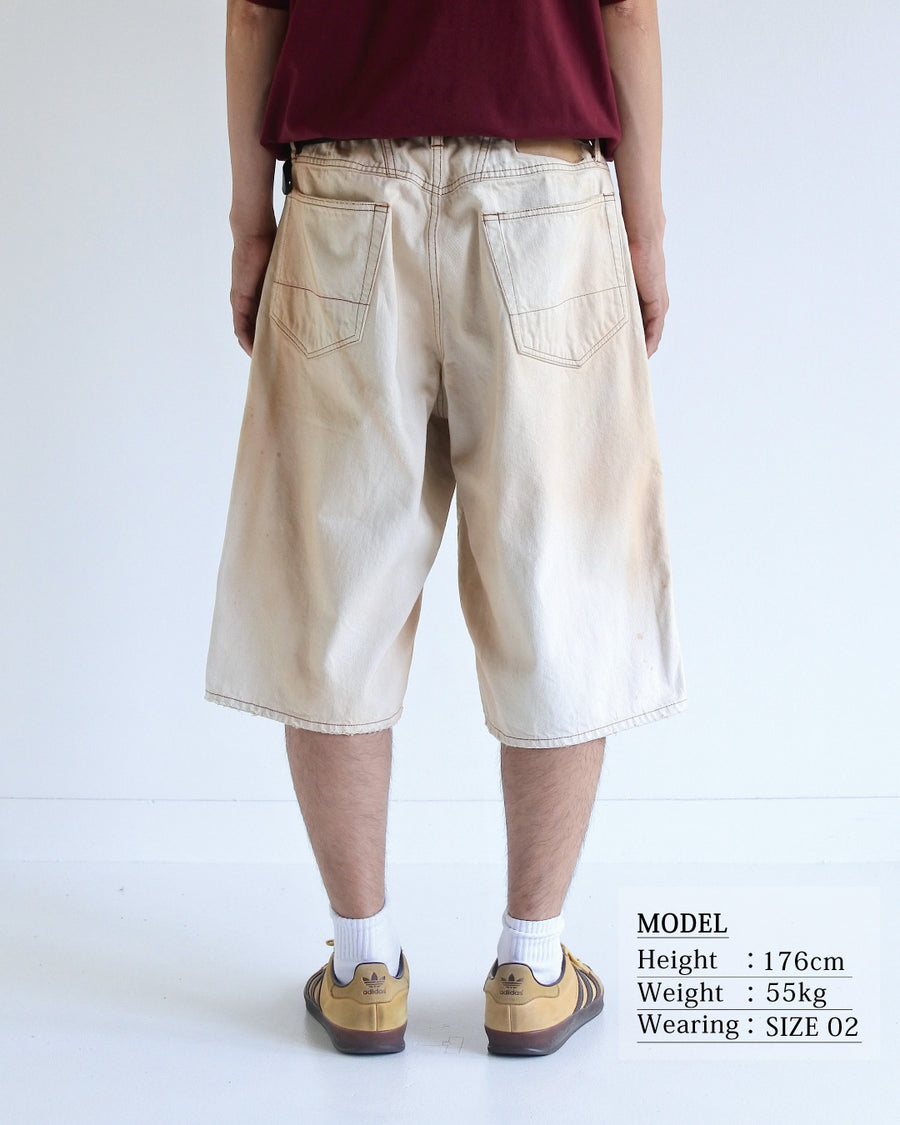ANACHRONORM フロントヨーク デニムショーツ 生成り | 12oz ムラ糸デニム エイジング加工 アタリ ストリート 日本製