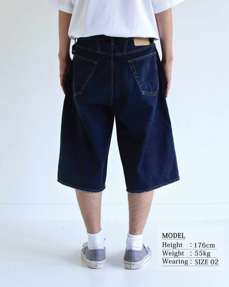 ANACHRONORM フロントヨーク デニムショーツ インディゴ | 12oz ムラ糸デニム エイジング加工 アタリ ストリート 日本製