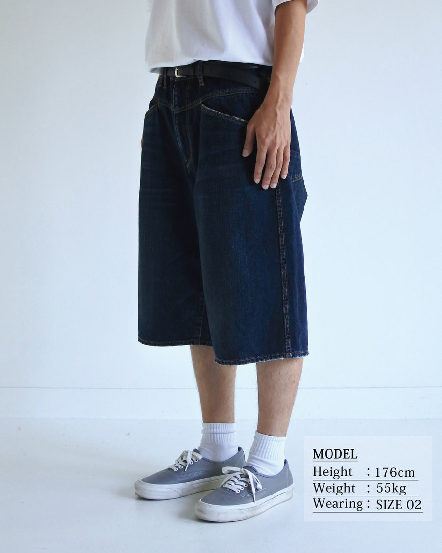 ANACHRONORM フロントヨーク デニムショーツ インディゴ | 12oz ムラ糸デニム エイジング加工 アタリ ストリート 日本製