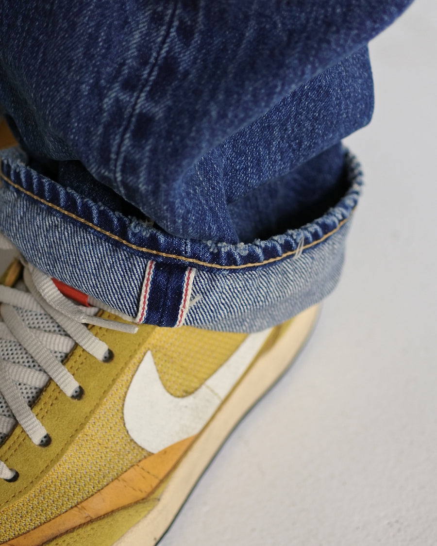 ANACHRONORM×NICK GEAR ハンドプリント フラワー デニムパンツ インディゴ エイジング | 12.5oz セルビッチデニム 中濃色エイジング 手書きフラワープリント フラワーワッペン 20周年 日本製