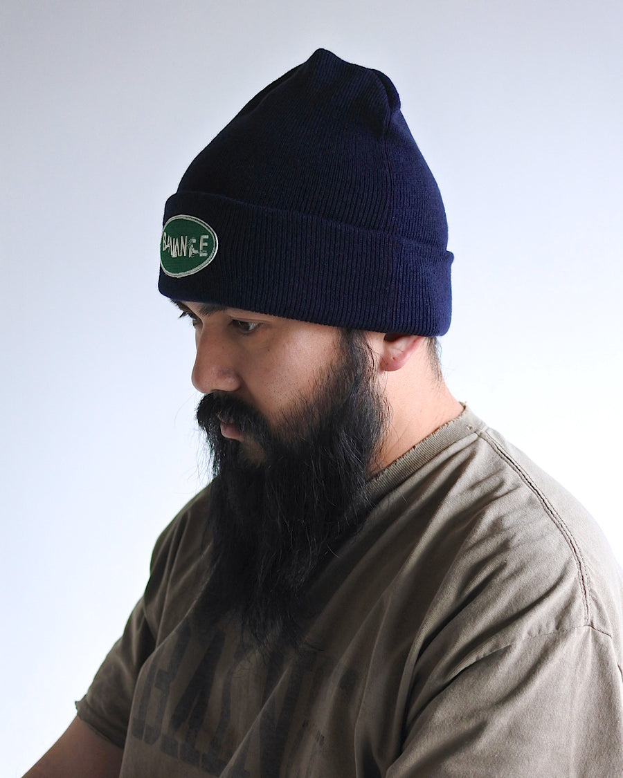 ANACHRONORM×Nukeme グリッチ刺繍 ビーニー ネイビー | アクリルニット グリッチ刺繍 Nukeme コラボ 文化庁メディア芸術祭