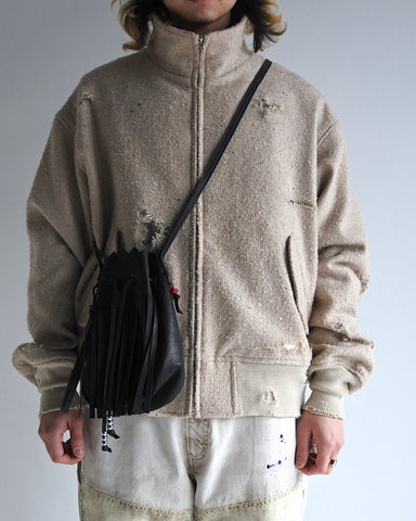 ANACHRONORM×YOROZU W.M.B ワイズメディスンバック ブラック | カウレザー 姫路産 混合鞣 二越ちりめん裏地 天然石 フリンジ 日本製